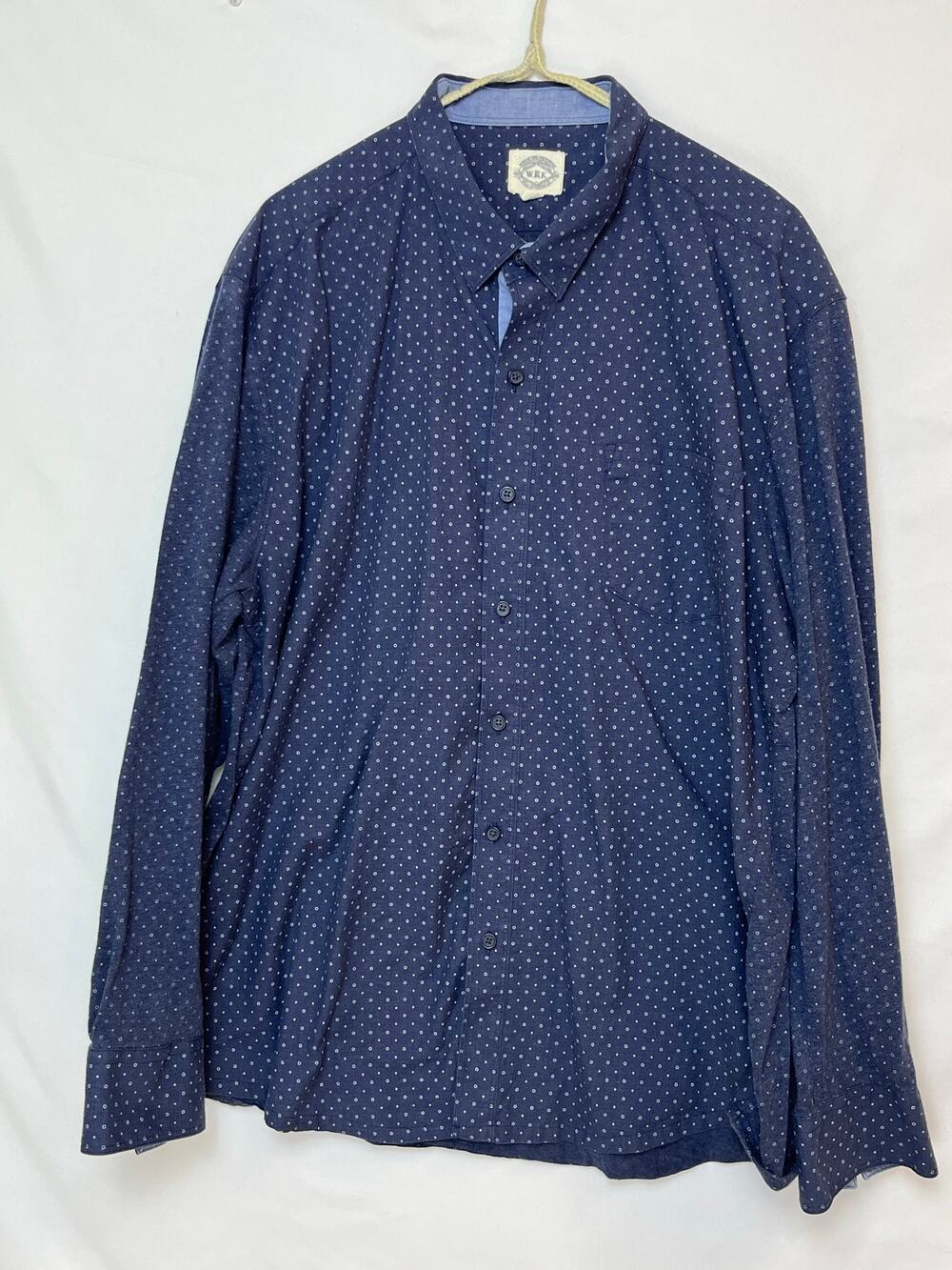 WRK Men's XL Blue Long Sleeve Collared Button Front Casual Work Shirt Everyday